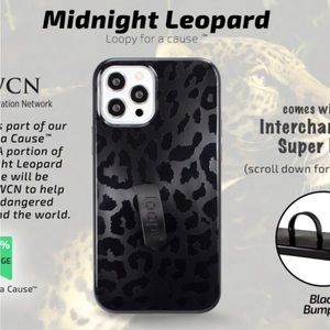 Black leopard print iPhone 12 loopy case